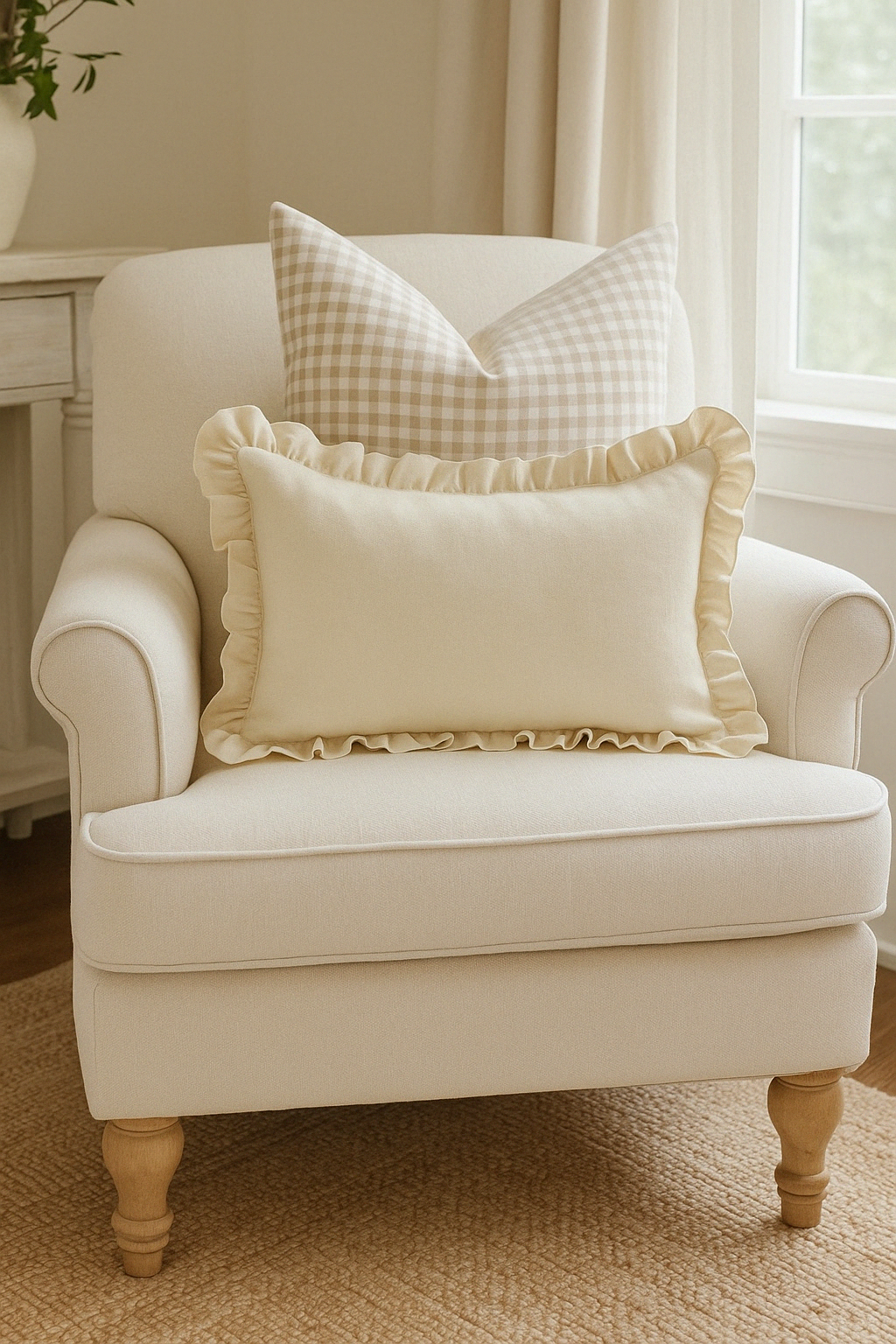 Pure French Linen Lumbar Ruffle Cushion Cover - Oatmeal - DISCOUNTED 20% OFF