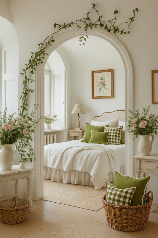 Pure Linen Cushion Cover - Olive Gingham