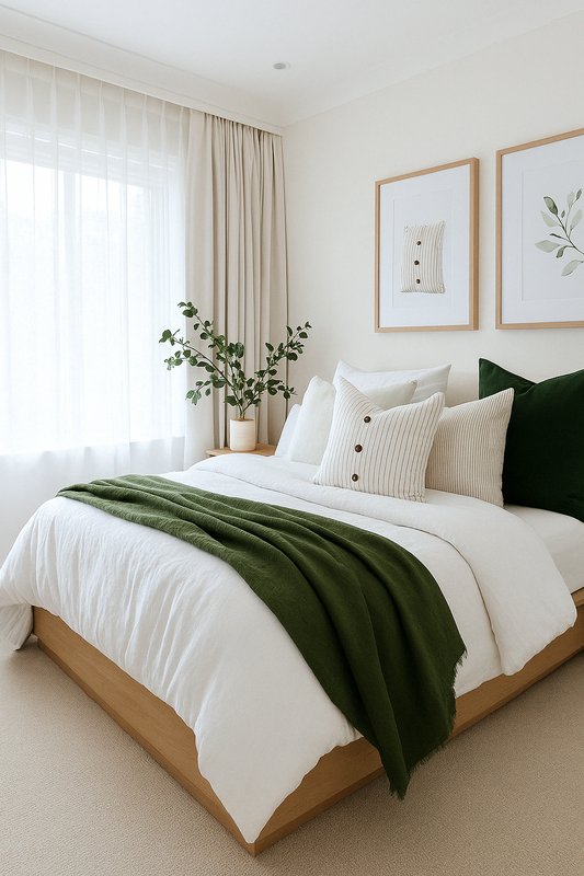 Pure Linen Cushion Cover - Olive Stripe