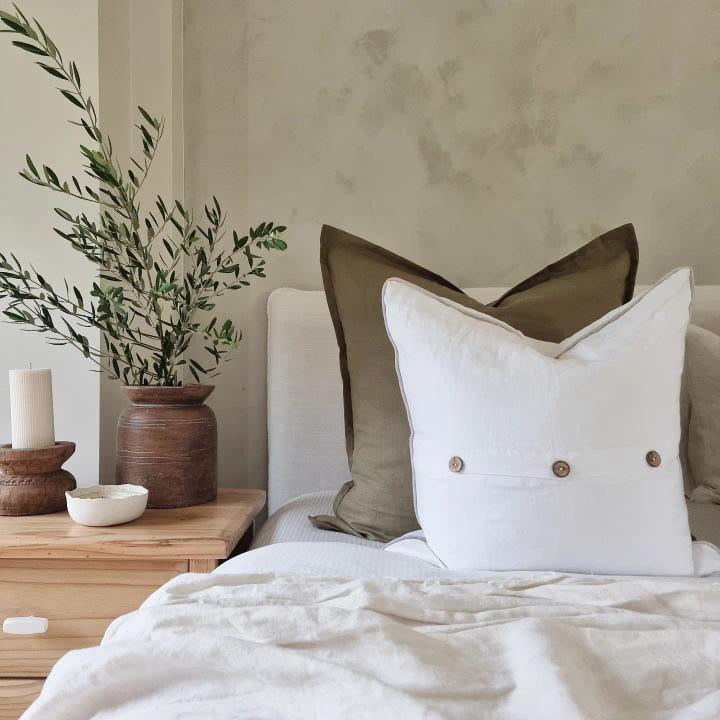 Pure French Linen Euro Cushion Cover - Olive