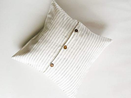 Linen Cushion - Olive Stripe