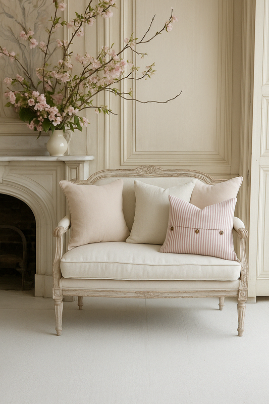 Pure French Linen Cushion Cover - Pink Stripes