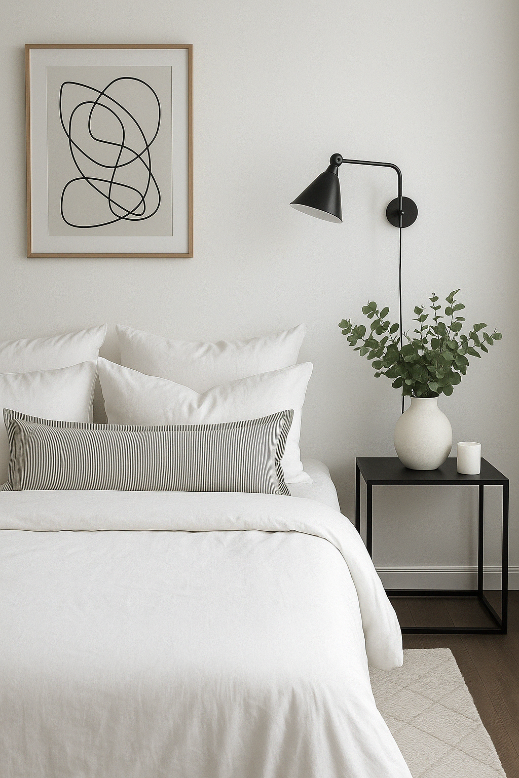 Pure French Linen Lumbar Cushion Cover with Flange Detail - Pinstripe - DISCOUNTED 20% OFF