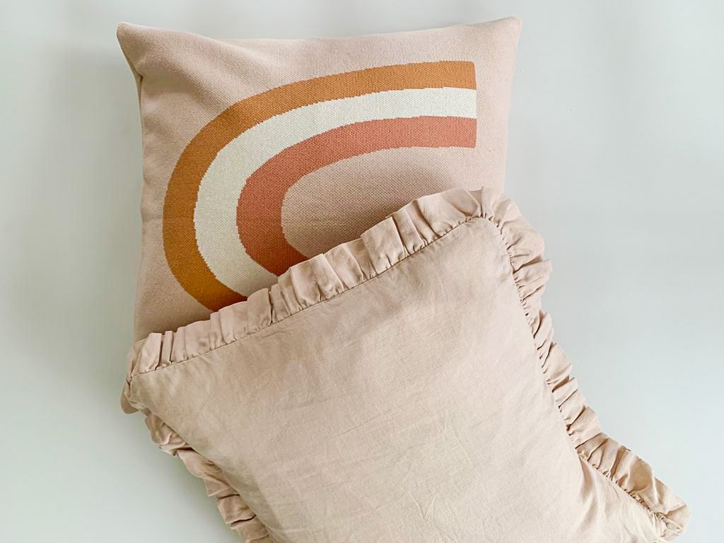 100% Organic Cotton Jacquard Knit Cushion Cover - Rainbow - 50% OFF