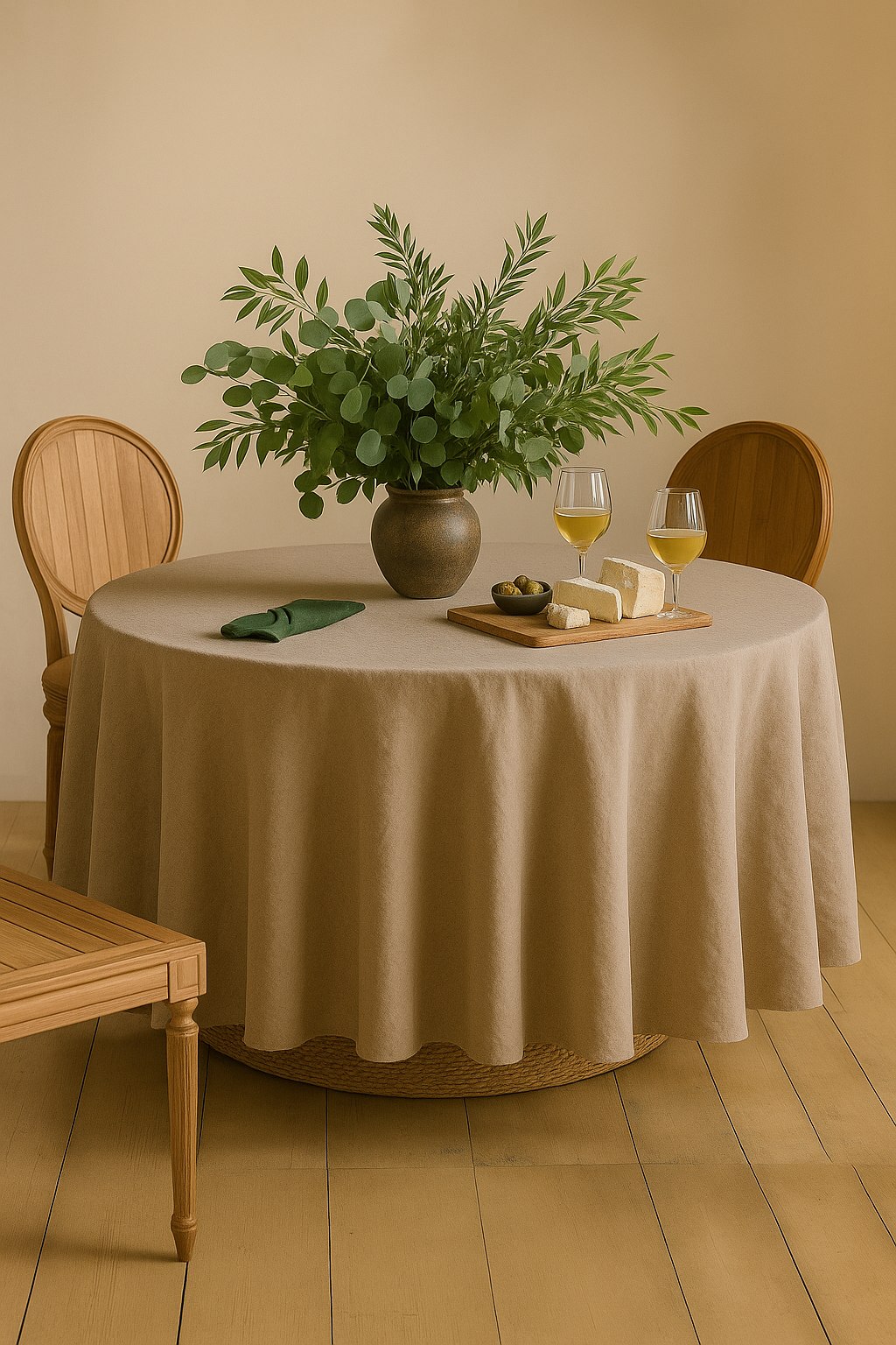 Pure Linen Tablecloth 150cm Round - Natural