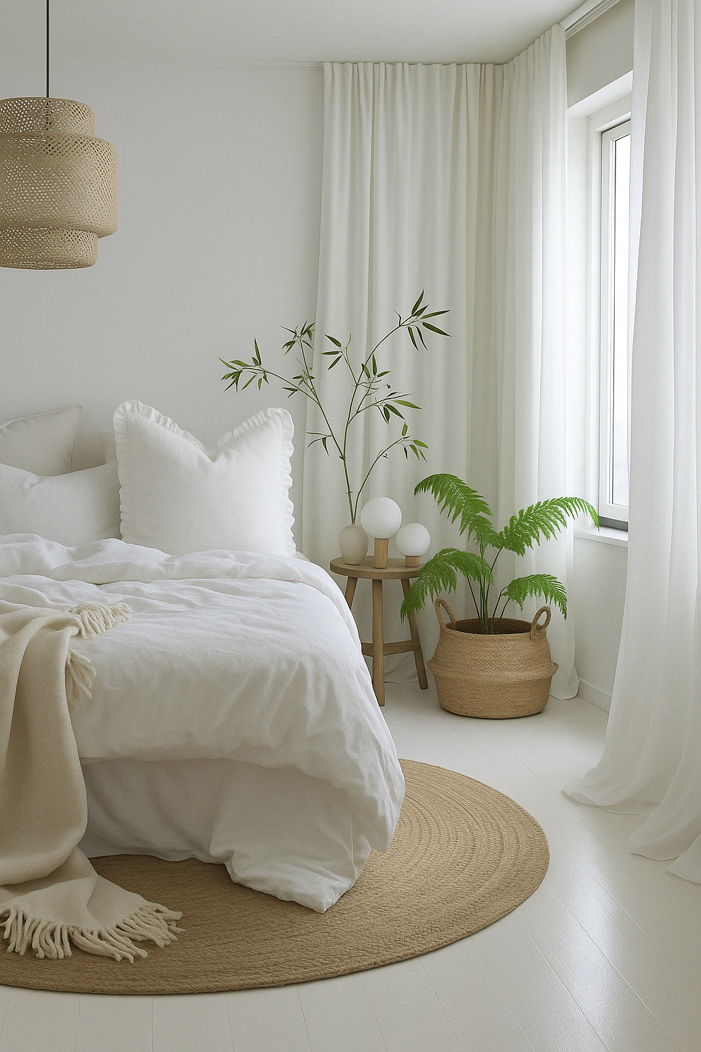 Pure French Linen Euro Cushion Cover with Full Ruffled Edge - White