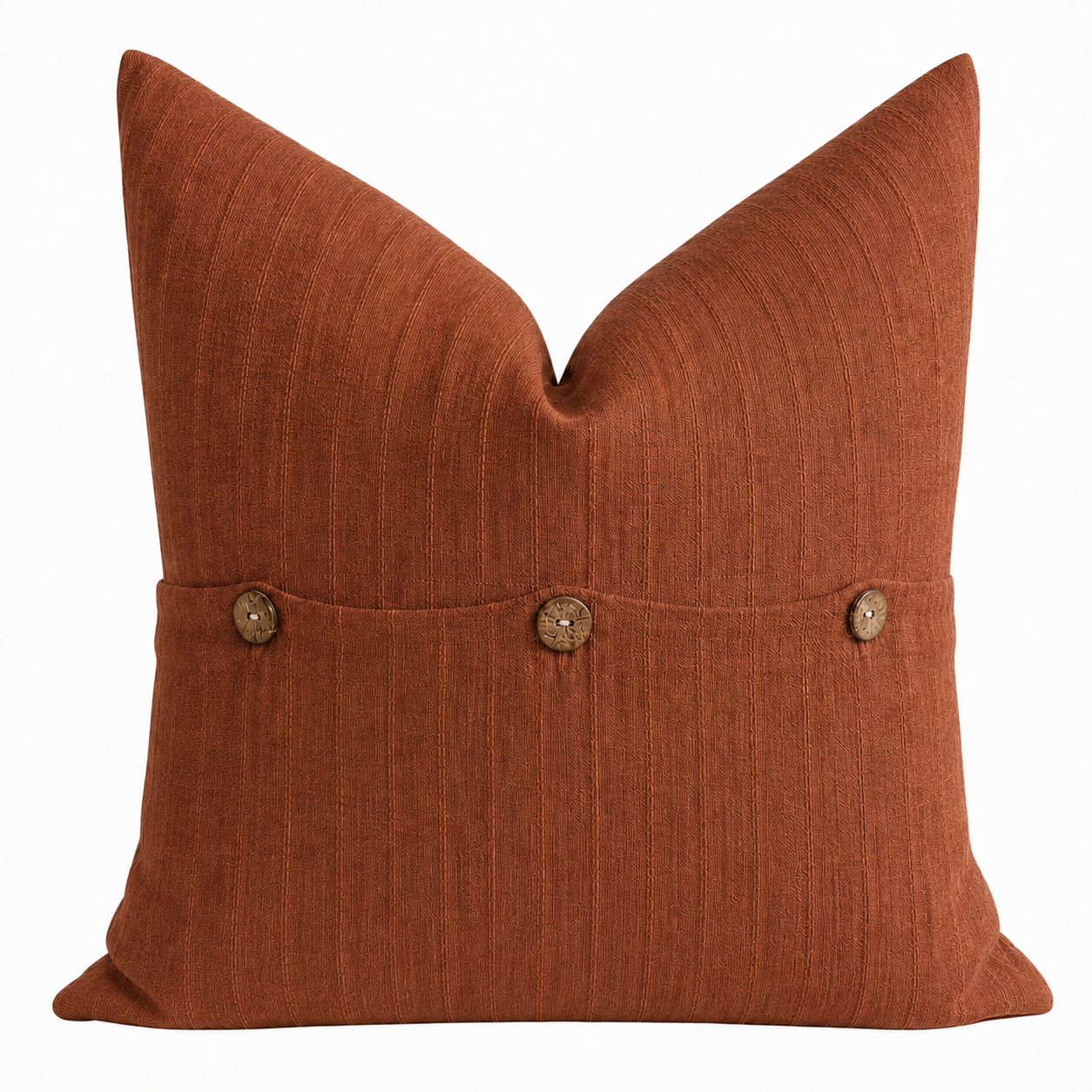 Cotton Linen Rust Pintuck Cushion