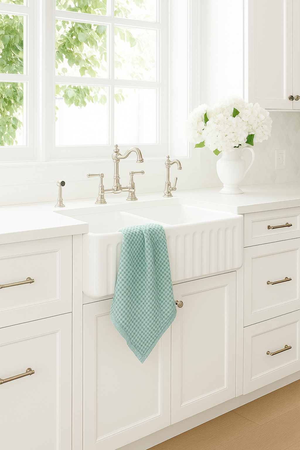 100% Organic Cotton Rustic Waffle Tea Towel Extra Large - Sea Green