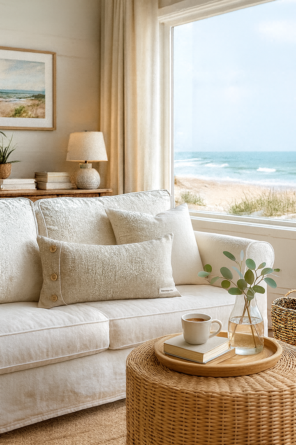 Pure Linen Lumbar Cushion Cover – Side Button Feature (30 x 50cm) - Nature