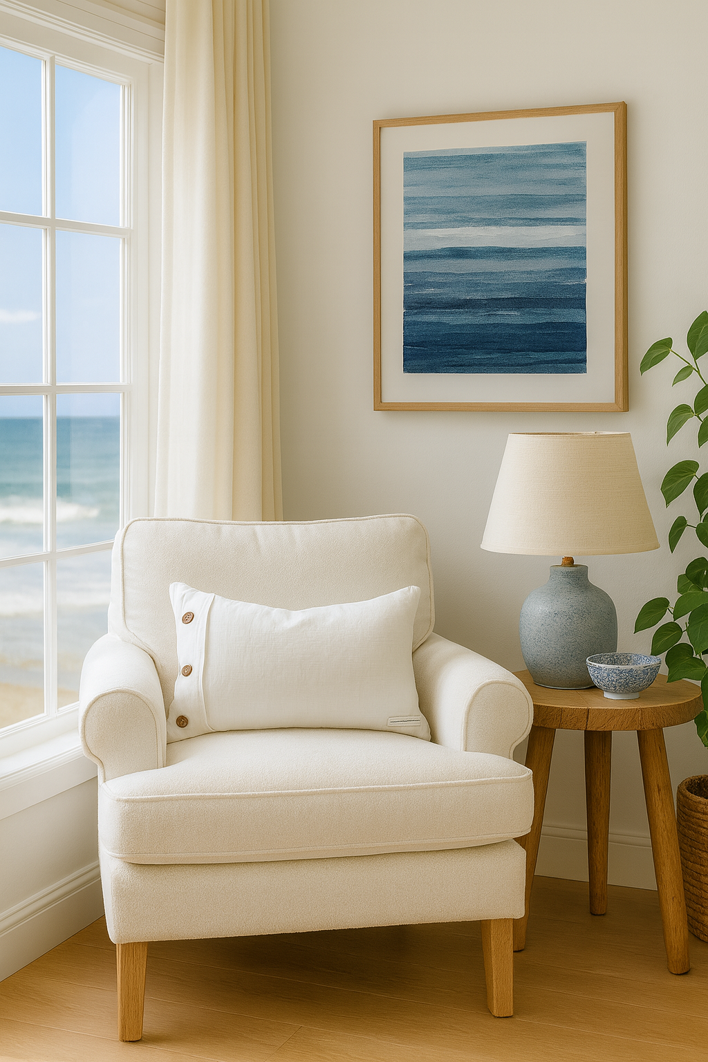 Pure Linen Lumbar Cushion Cover – Side Button Feature (30 x 50cm) - White