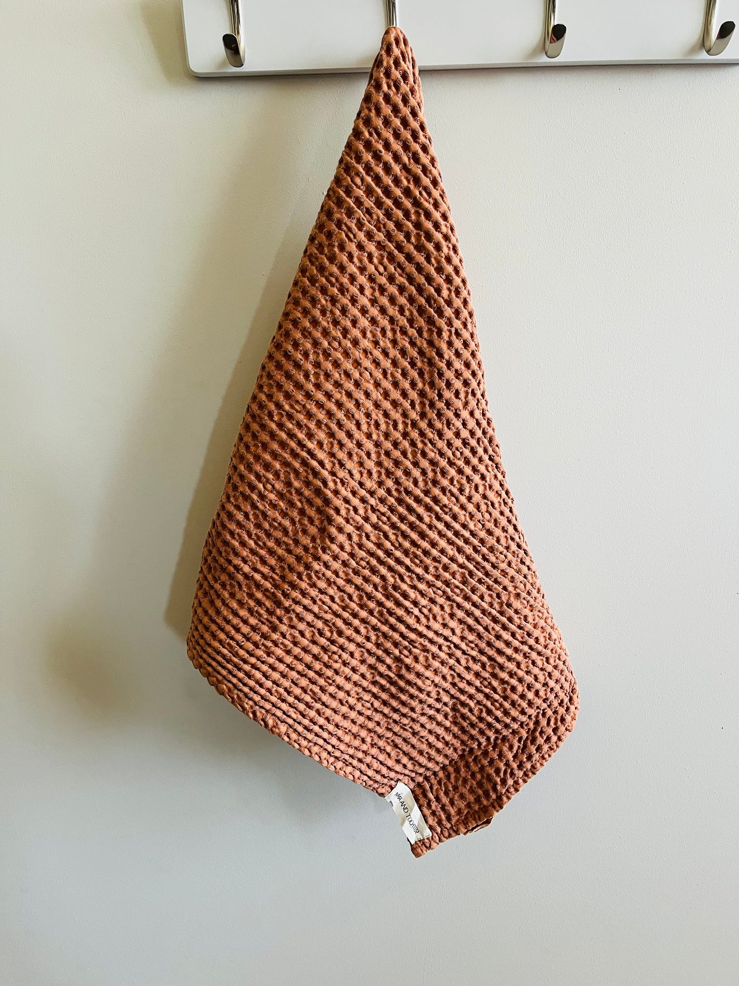 100% Organic Cotton Rustic Waffle Tea Towel Extra Large - Terracotta