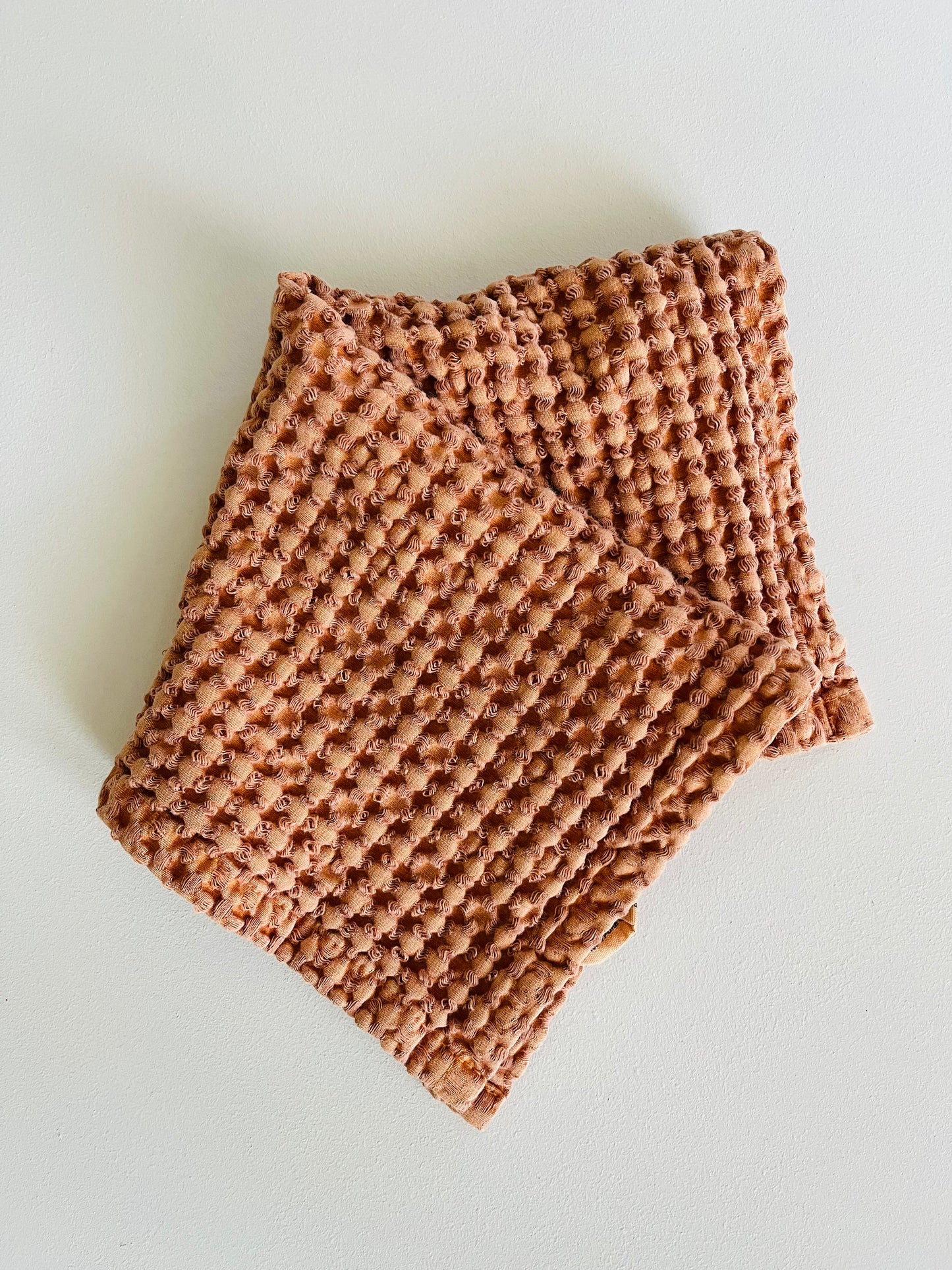 100% Organic Cotton Rustic Waffle Face Cloth - Terracotta