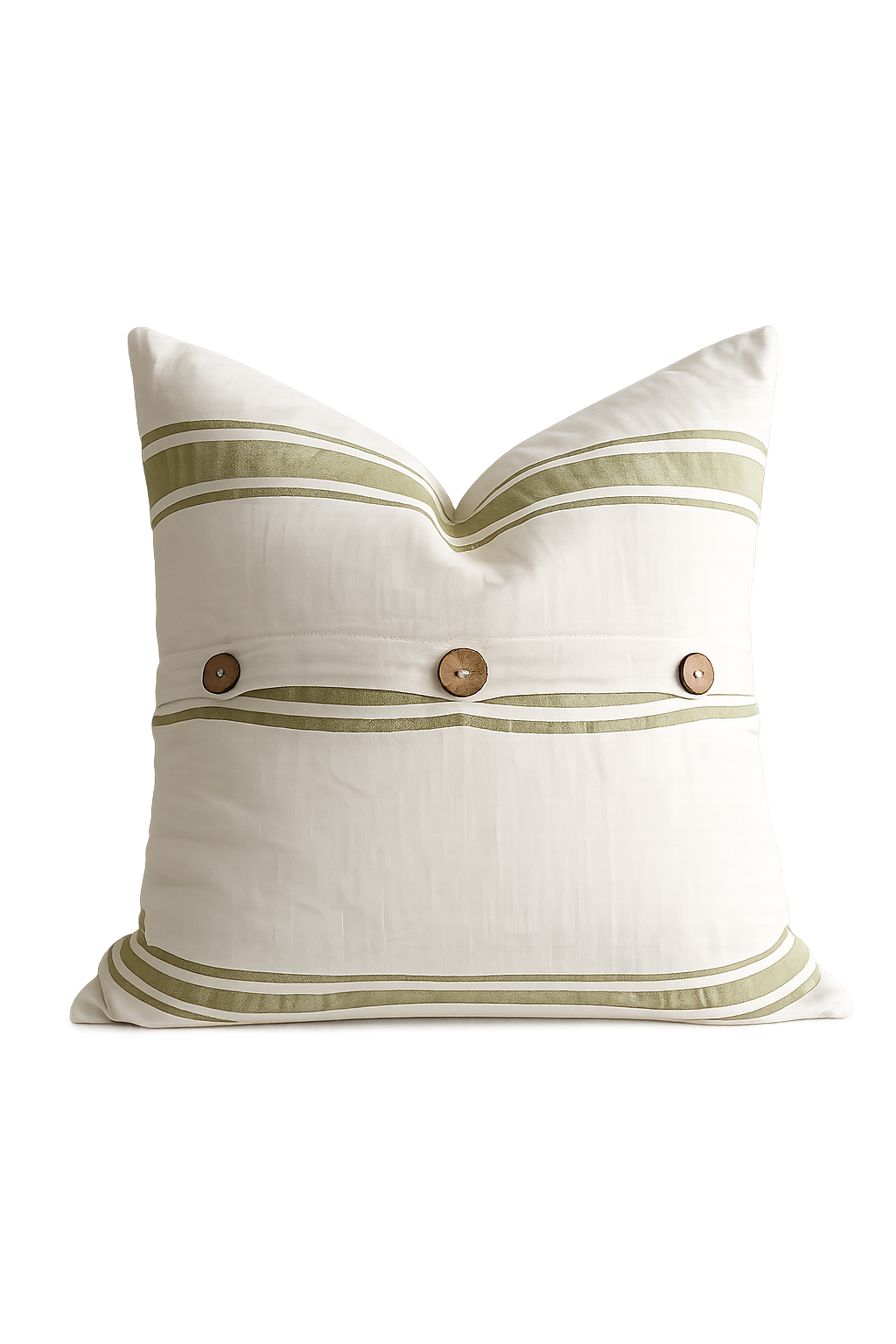 Pure French Linen Cushion Cover - Vintage Stripe - Olive