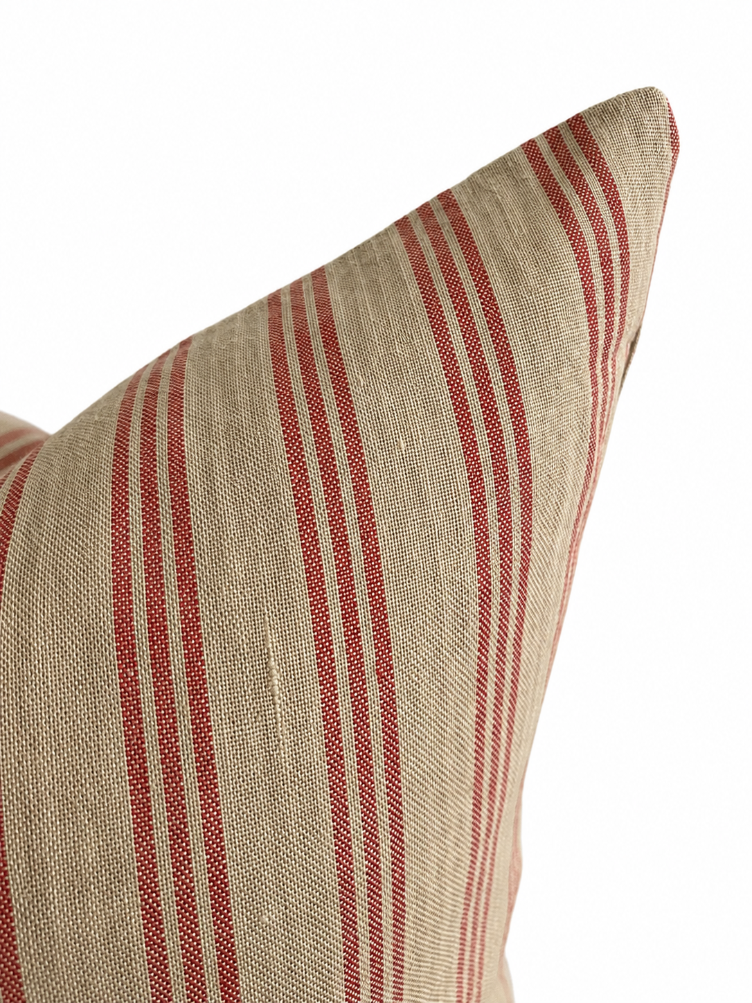 Pure French Linen Cushion Cover - Vintage Stripe - Red