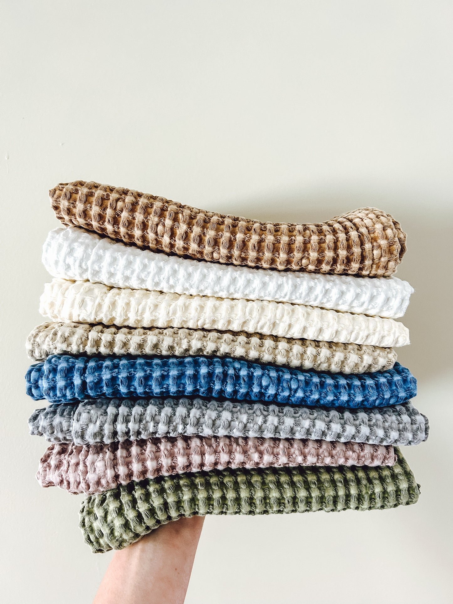100% Organic Cotton Rustic Waffle Tea Towel Extra Large - Light Grey