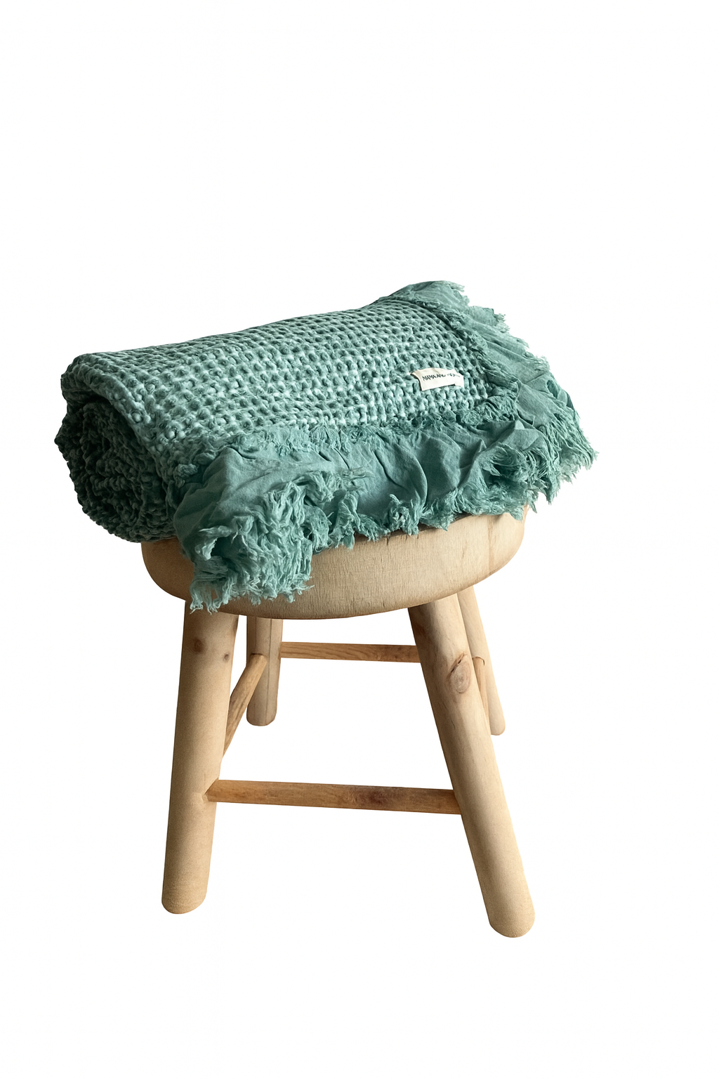Organic Cotton Rustic Waffle Throw Blanket - Sea Green