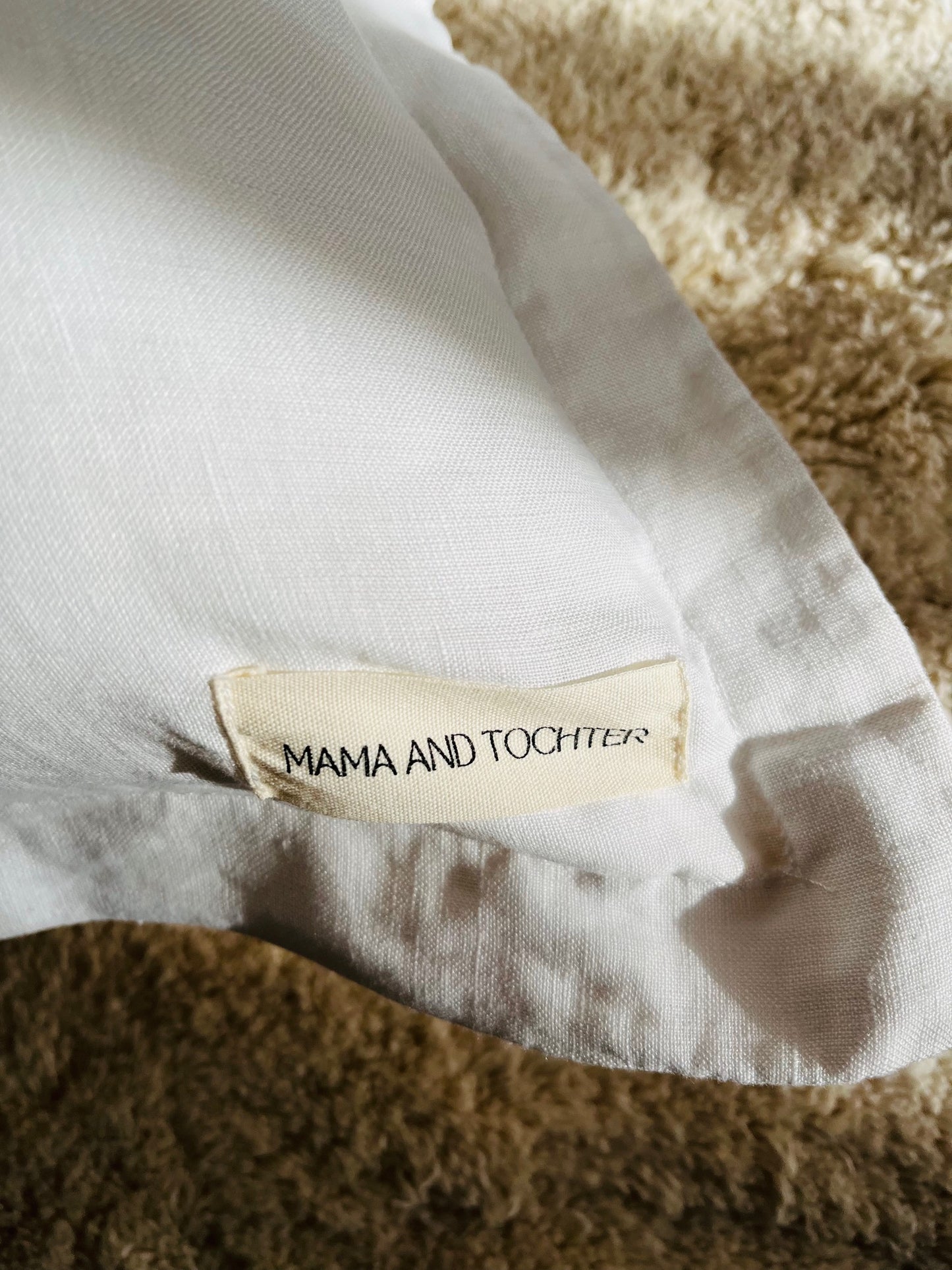 Pure French Linen Lumbar Cushion Cover with Flange Detail - White
