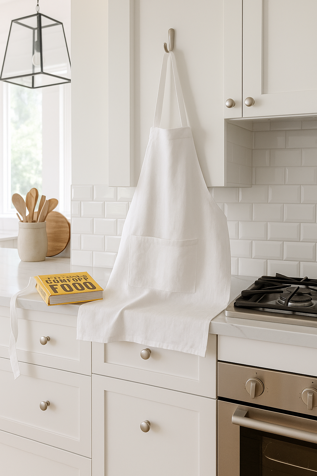 Pure French Linen Apron - White