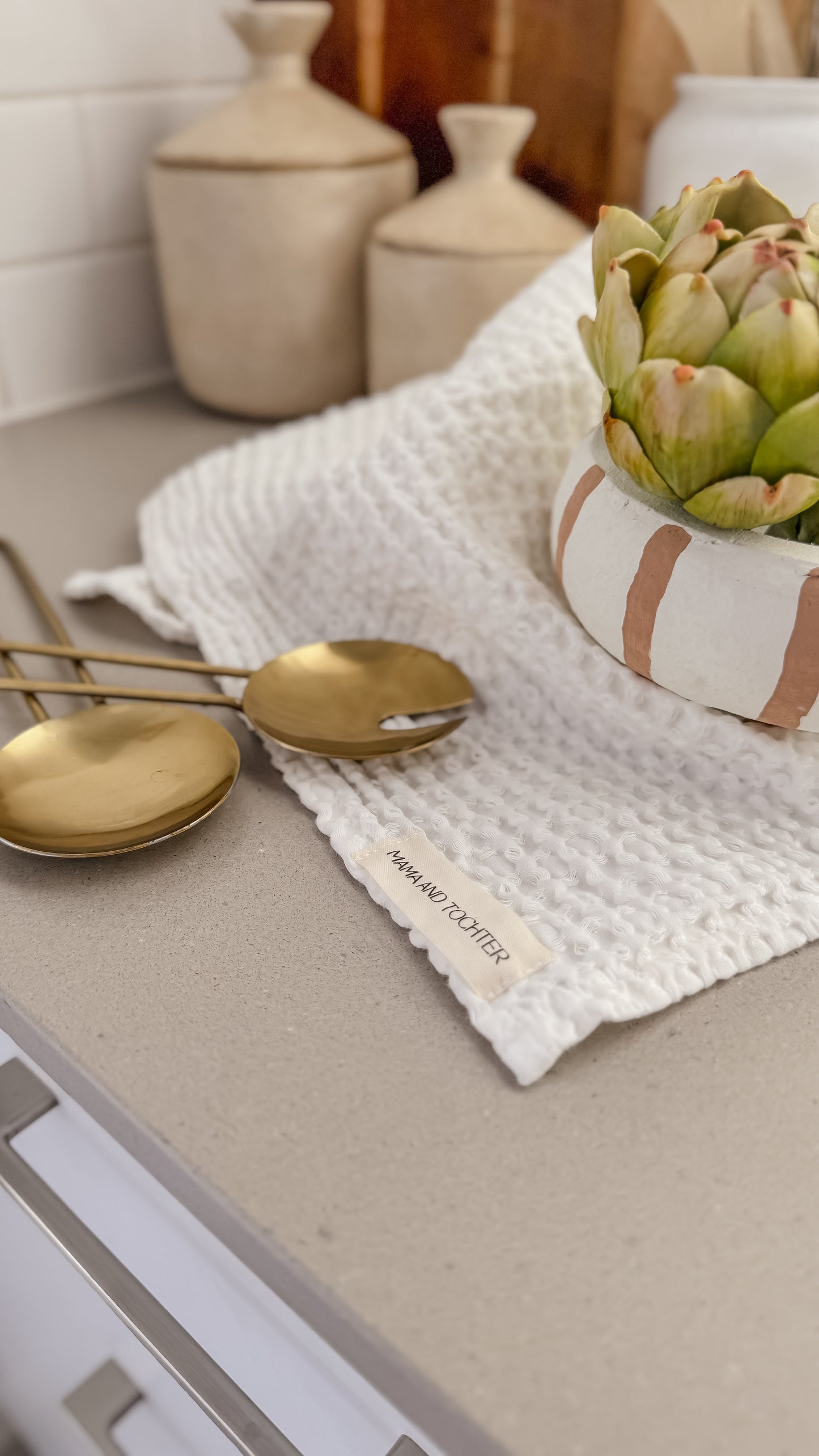 100% Organic Cotton Rustic Waffle Tea Towel Extra Large - White