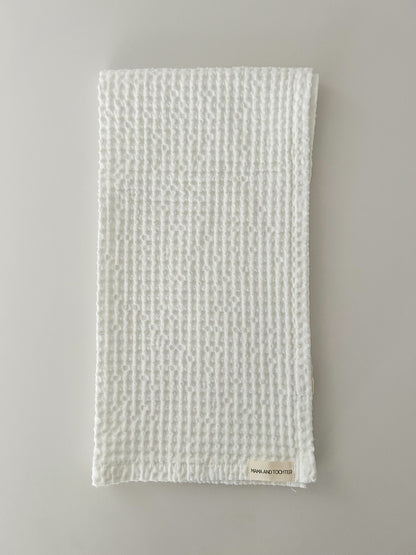 100% Organic Cotton Rustic Waffle Tea Towel - White
