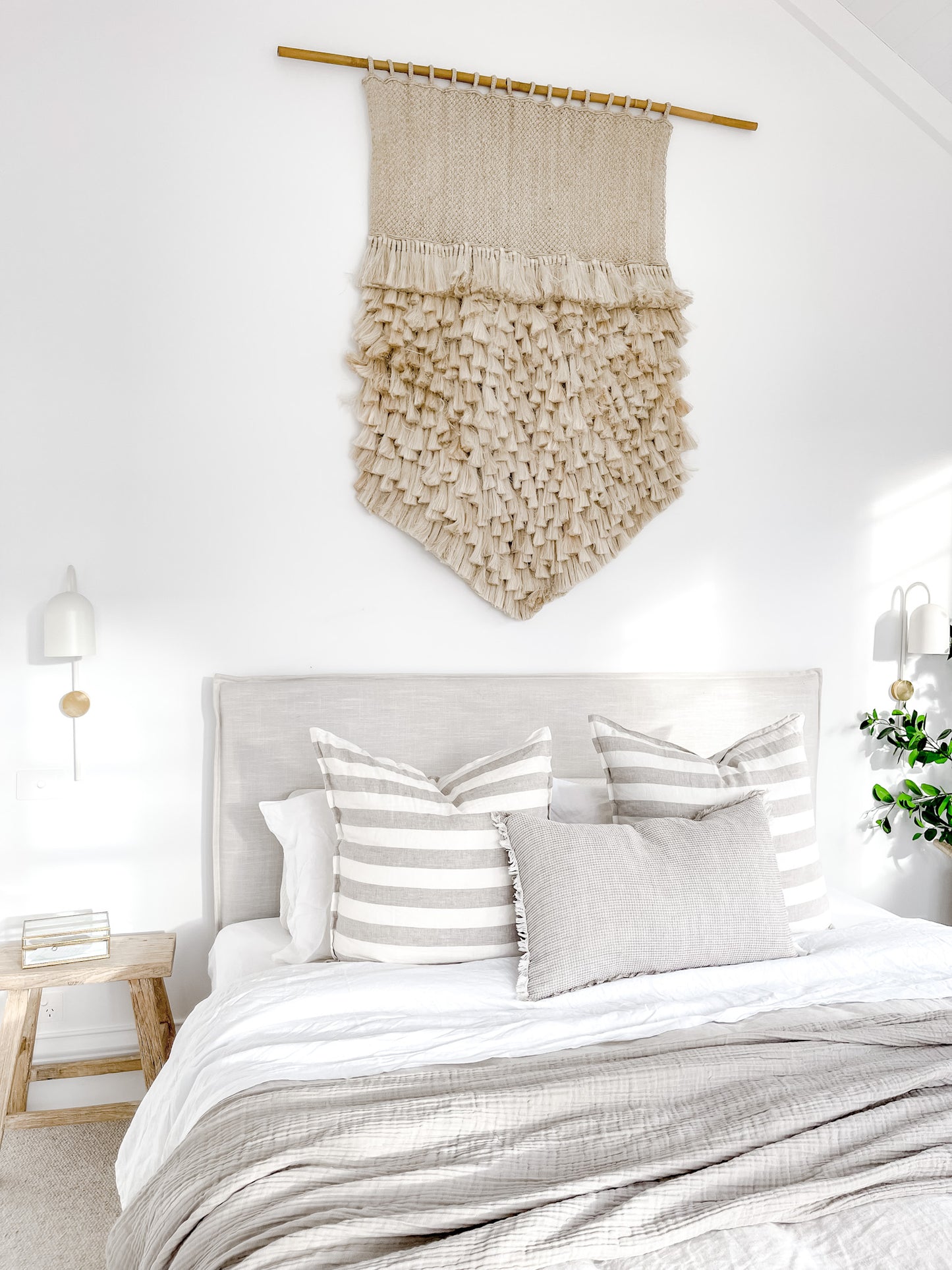 Pure French Linen Euro Cushion Cover - Natural Wide Stripe
