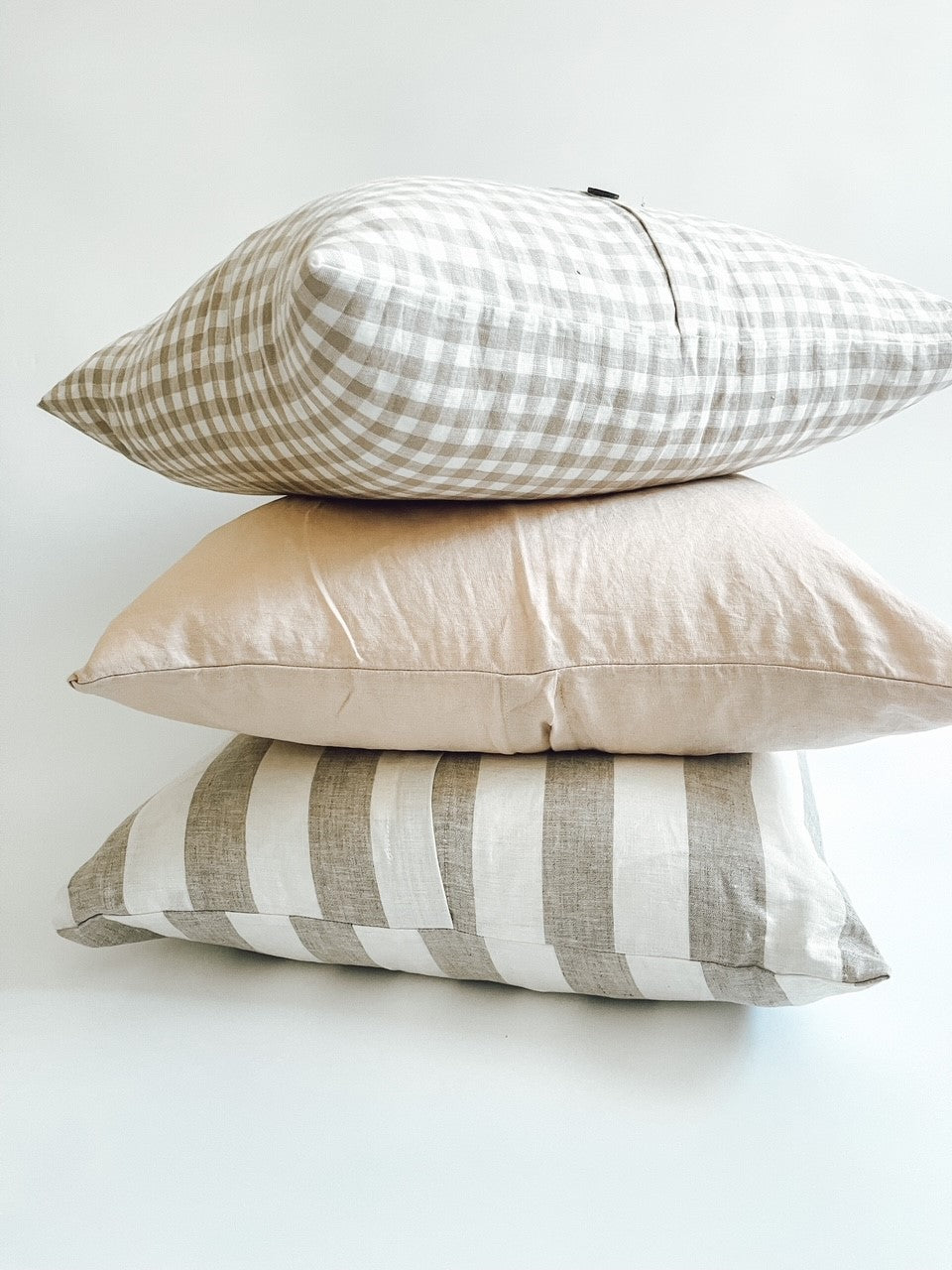 Pure Linen Cushion Cover - Wide Natural Stripe