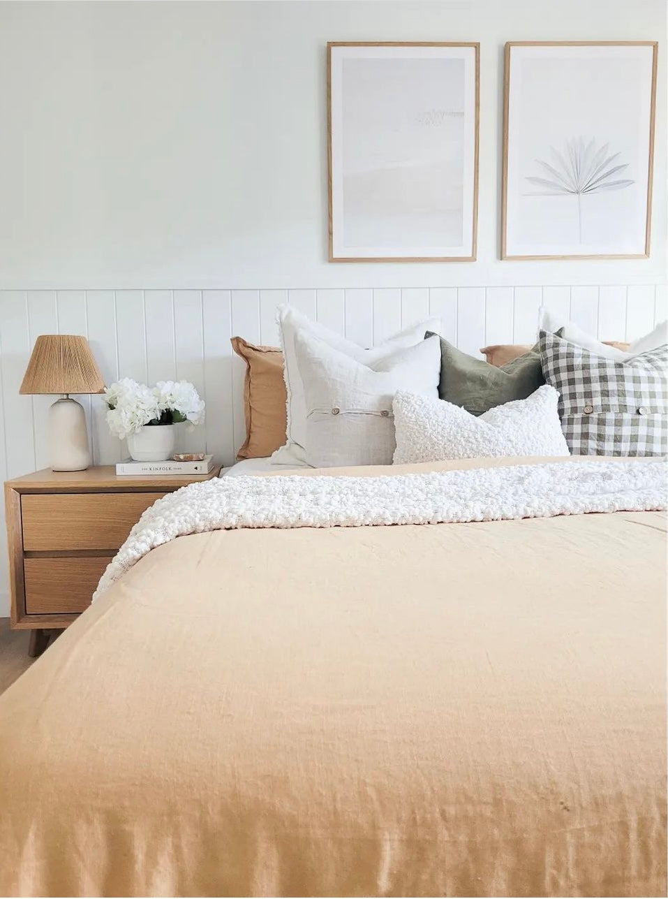 Pure Linen Cushion Cover - Olive Gingham