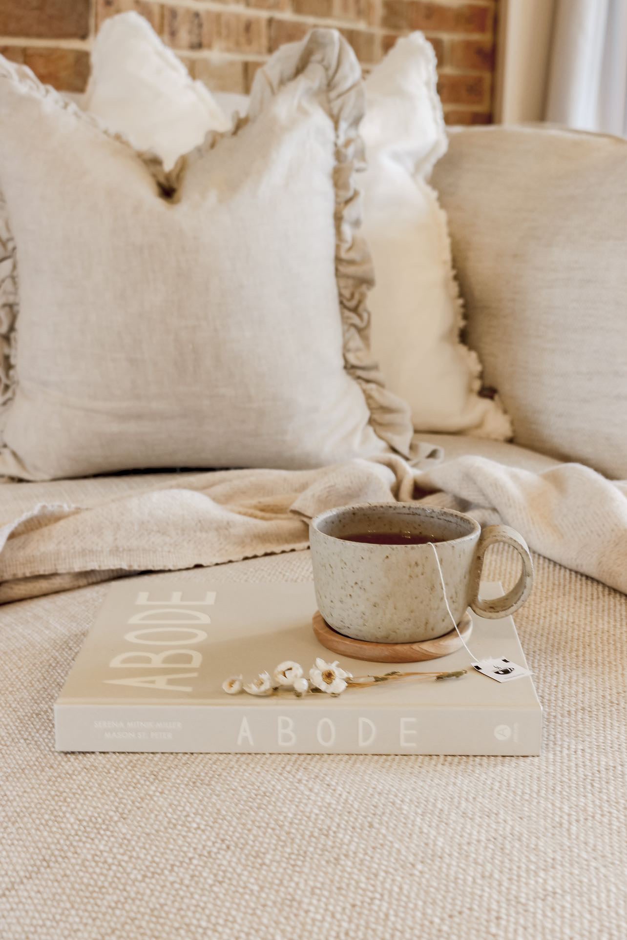 Pure Linen Ruffle Cushion Cover - Natural