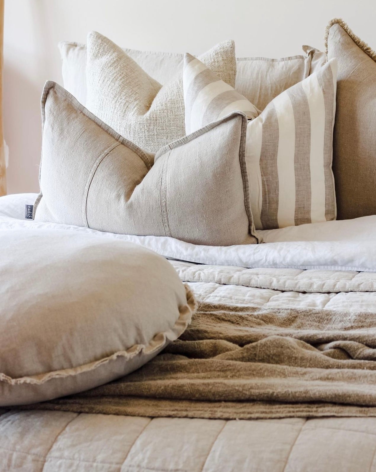Pure Linen Cushion Cover Wide Natural Stripe – Mama and Tochter