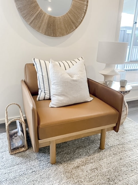 Pure Linen Cushion Cover - Grey Stripe