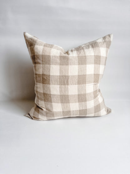 Linen Cushion - Natural Gingham