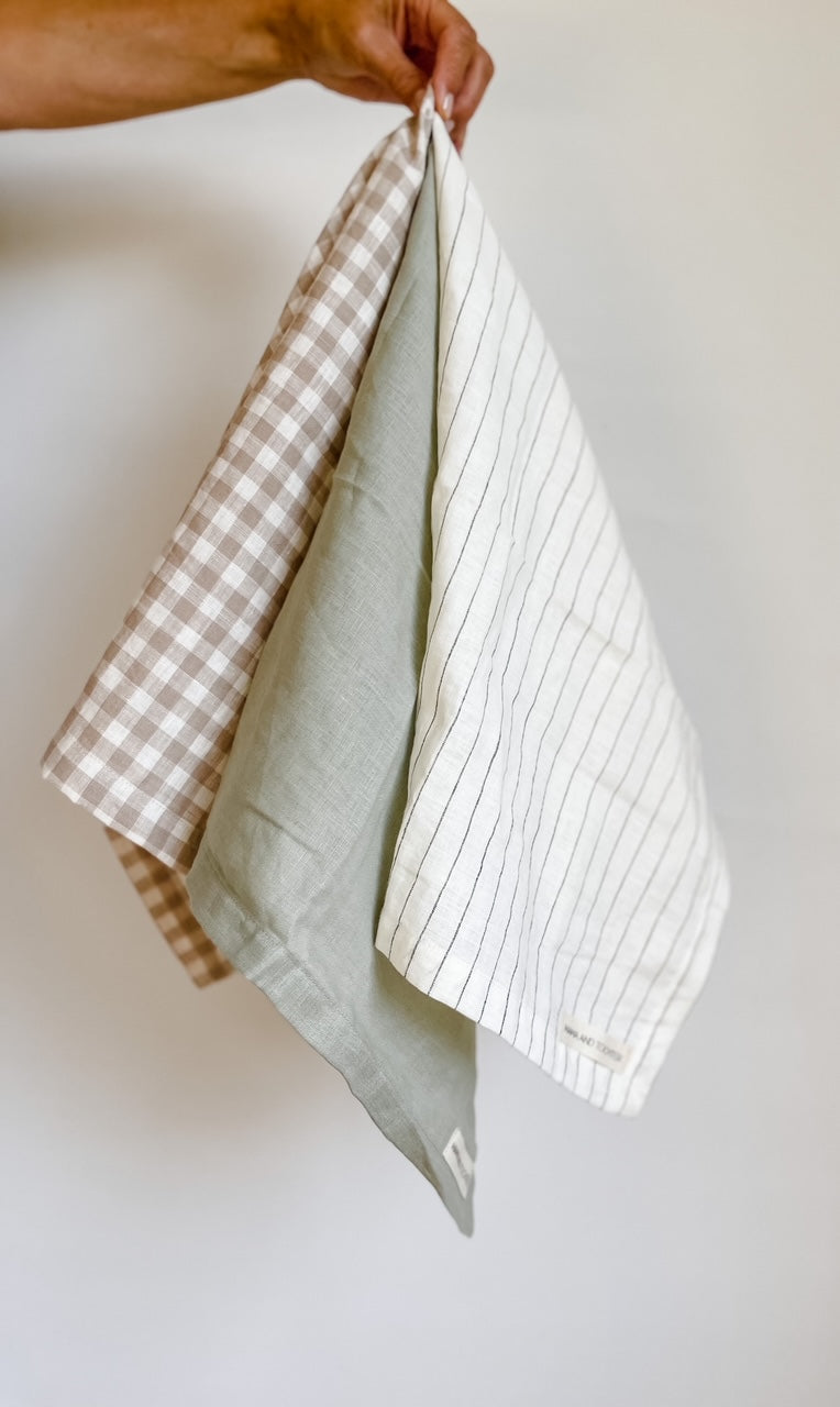 Pure French Linen Tea Towel - Gingham