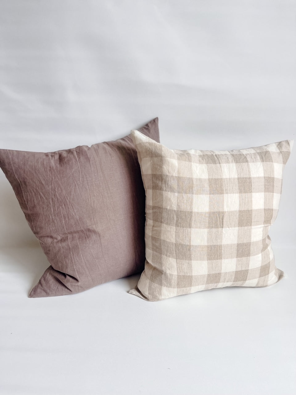 Pure Linen Cushion Cover - Natural Gingham
