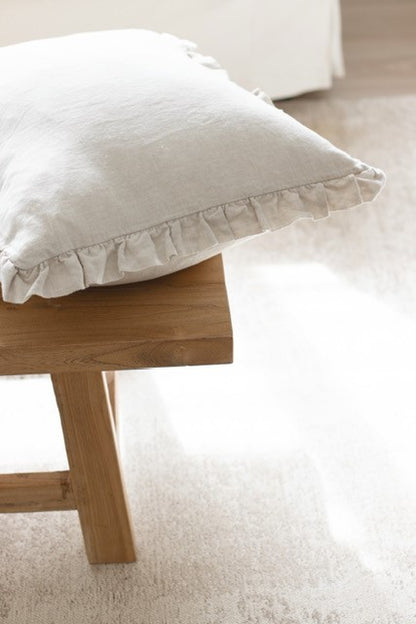 Linen Ruffle Cushion - Natural
