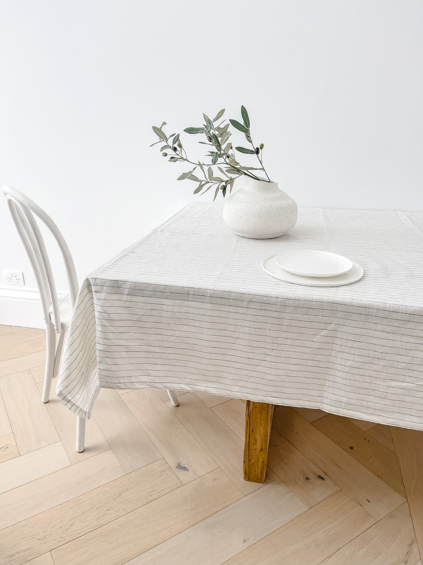 Linen Table Cloth - Olive Stripe 20% OFF WHILE STOCKS LAST