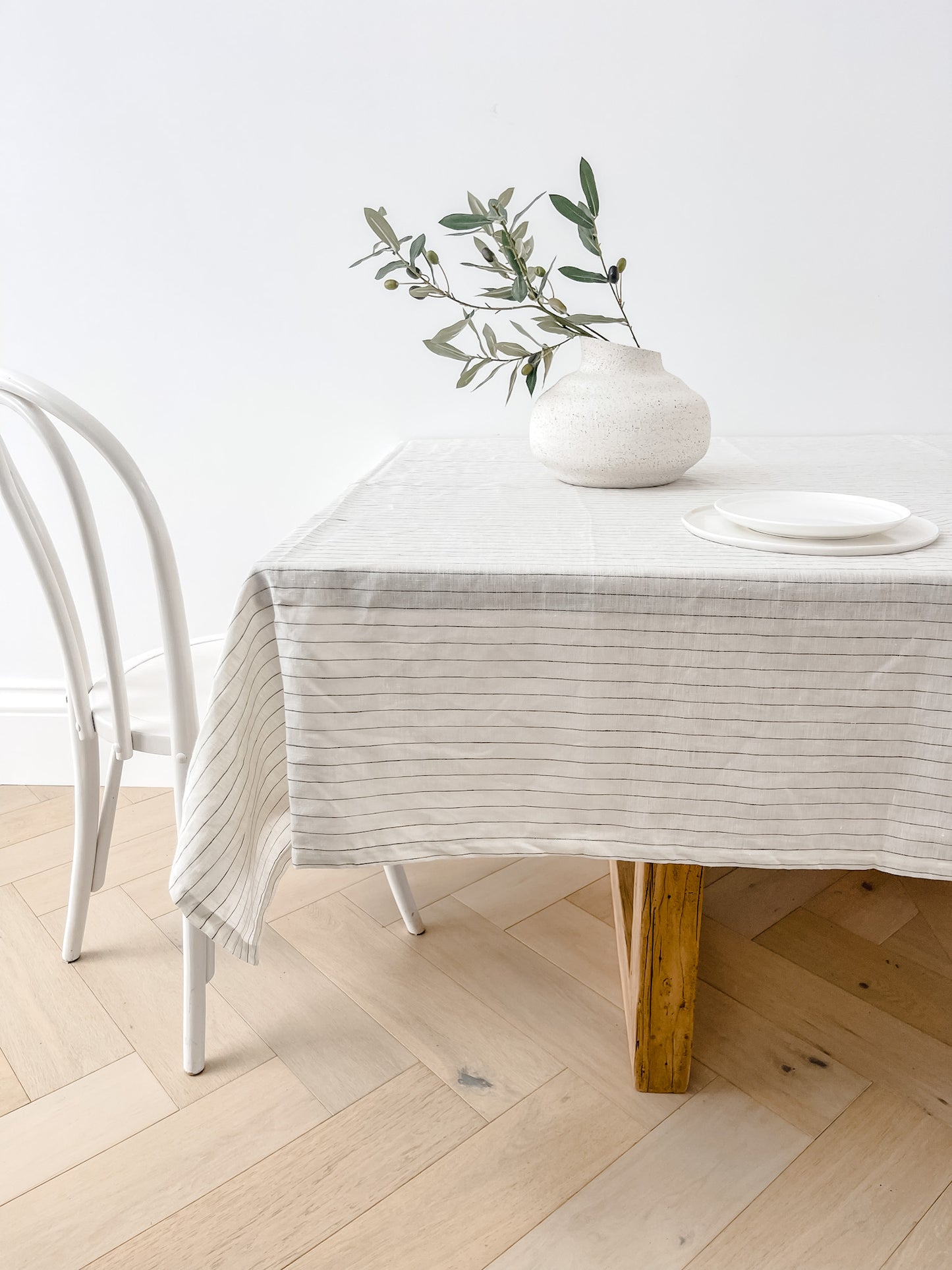 Linen Table Cloth - Olive Stripe 20% OFF WHILE STOCKS LAST