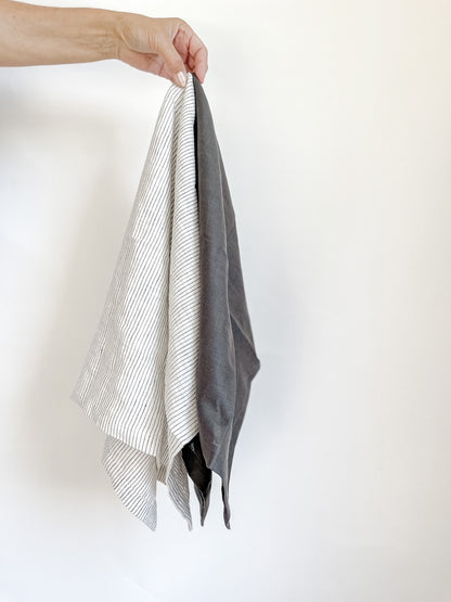 Pure French Linen Tea Towel - Pinstripe