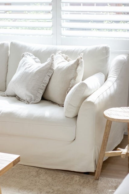 Linen Ruffle Cushion - Natural