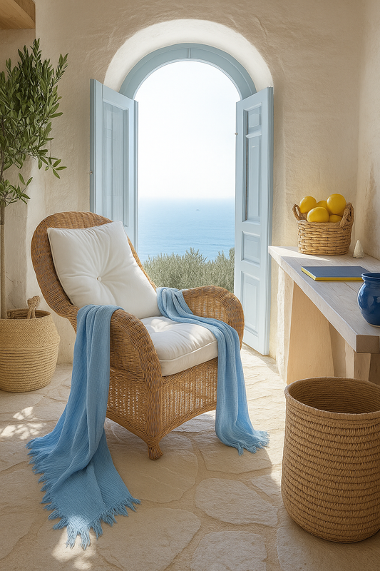 Organic Cotton Muslin 4 Layer Throw Blanket - Dusty Blue