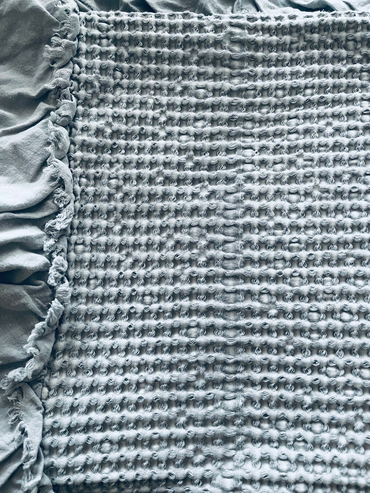 Organic Cotton Rustic Waffle Throw Blanket - Slate Grey FAULTY