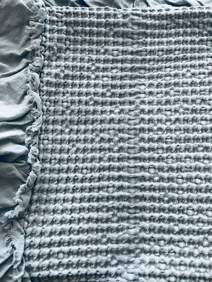 Organic Cotton Rustic Waffle Throw Blanket - Slate Grey FAULTY