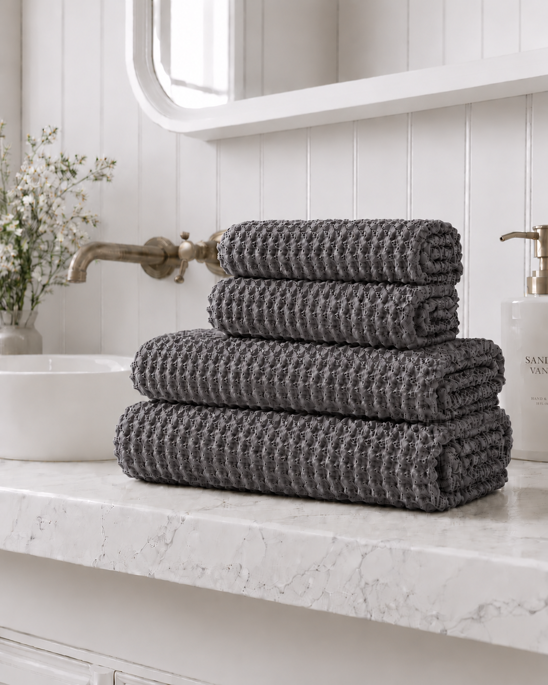 Bathroom bundle - Charcoal Waffle