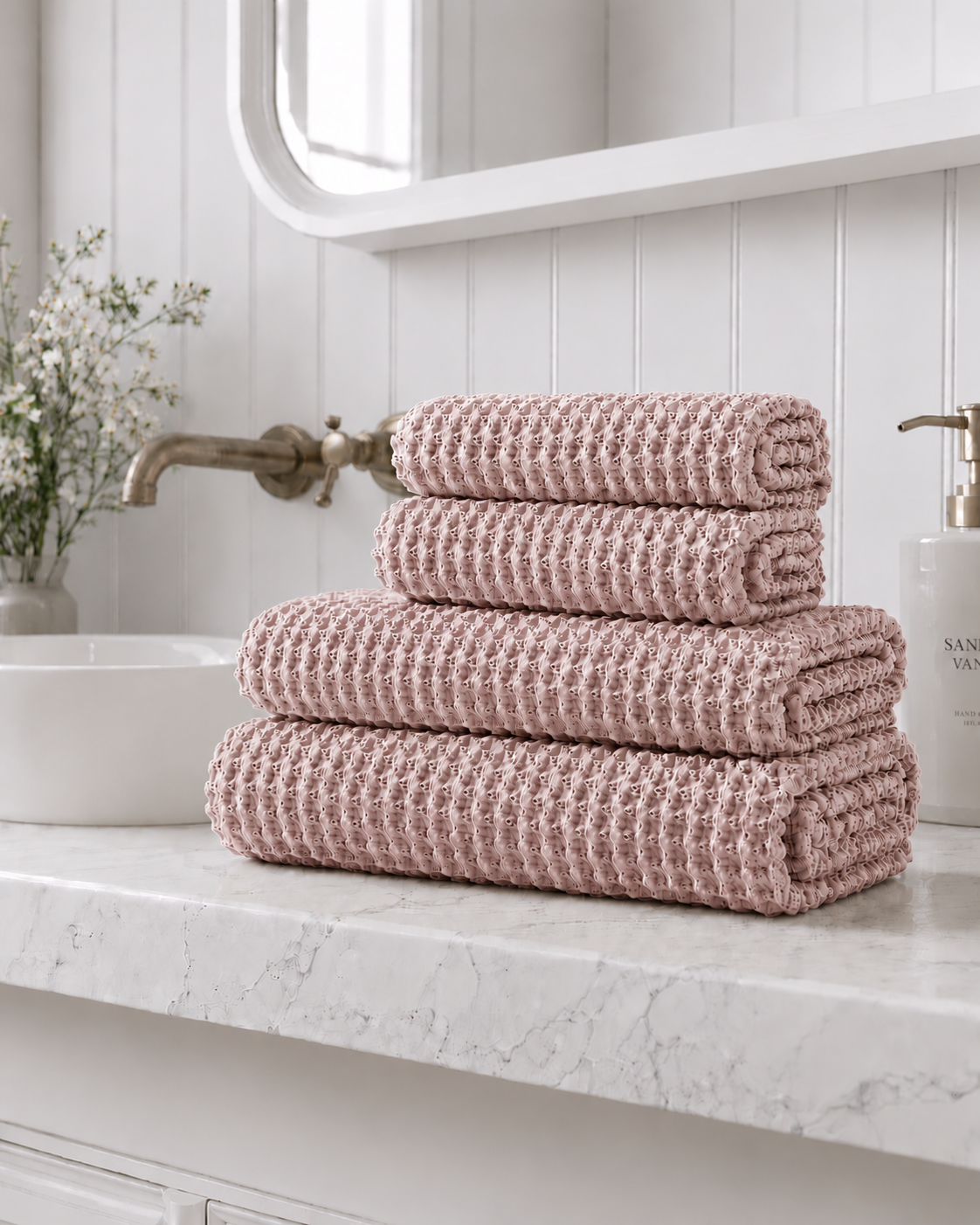 Bathroom Bundle - Dusty Pink Waffle