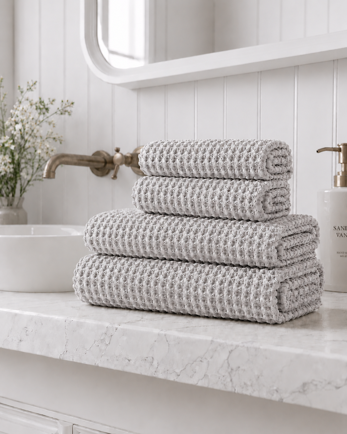 Bathroom Bundle - Light Grey Waffle