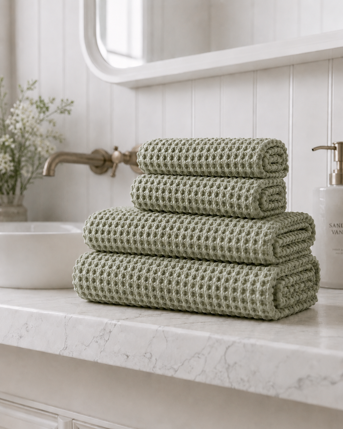 Bathroom Bundle - Light Olive Waffle