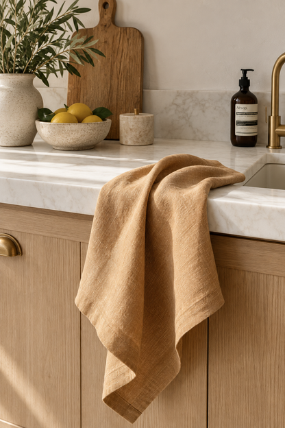 Pure French Linen Tea Towel - Biscuit