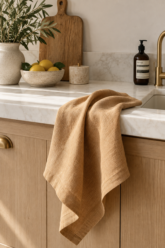 Pure French Linen Tea Towel - Biscuit