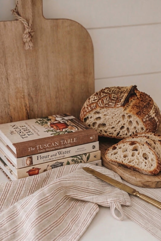 Pure French Linen Tea Towel - Biscuit Stripe