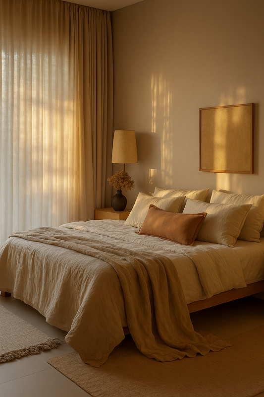 Pure French Linen Lumbar Cushion Cover with Flange Detail - Biscuit