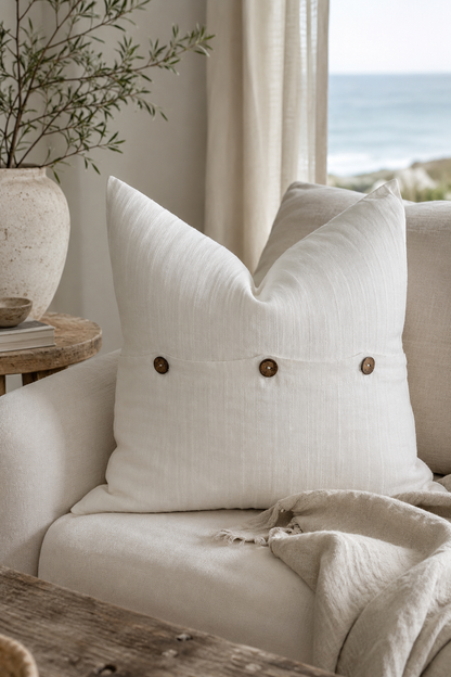 Pure French Linen Bleached Pintuck Cushion